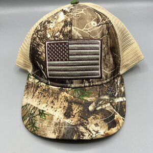 US‎ Flag Trucker Hat Men Brown Camouflage Infinity Snap Back Cap